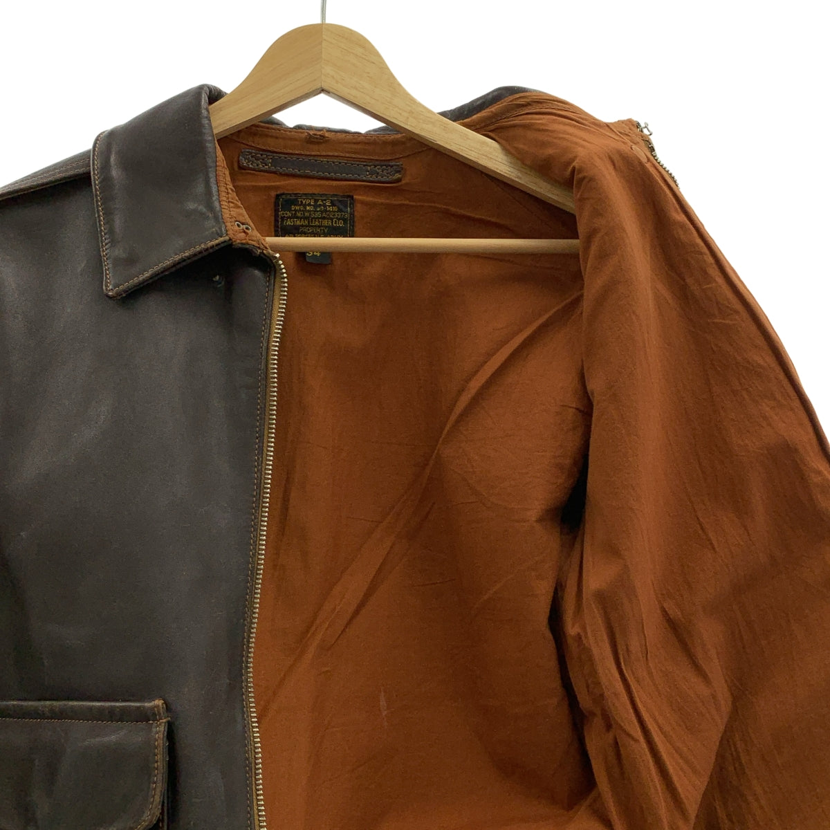 VINTAGE / 빈티지 헌 옷 | EASTHAN LEATHER / A-2 TALON ZIP 가죽 재킷 / 총 안감 | 34 | 남성