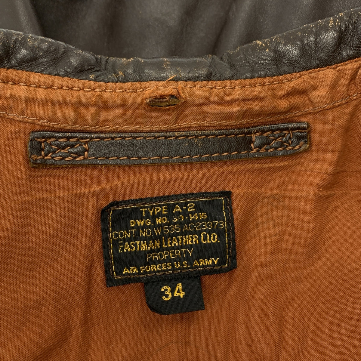 VINTAGE / 빈티지 헌 옷 | EASTHAN LEATHER / A-2 TALON ZIP 가죽 재킷 / 총 안감 | 34 | 다크 브라운 | 남성