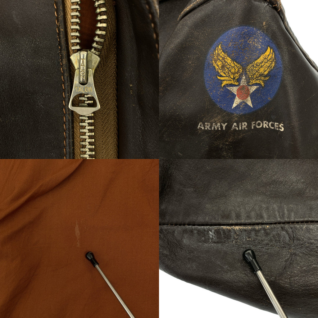 VINTAGE / 빈티지 헌 옷 | EASTHAN LEATHER / A-2 TALON ZIP 가죽 재킷 / 총 안감 | 34 | 남성