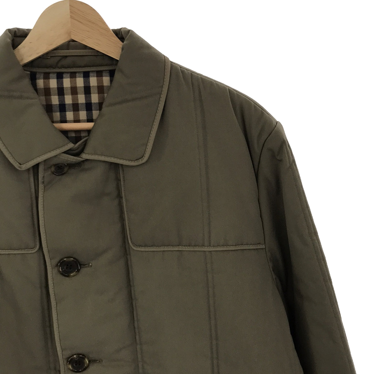 AQUASCUTUM | 80s~ Vintage British-made padded drawstring piping jacket | Size 40 | Grey | Men's