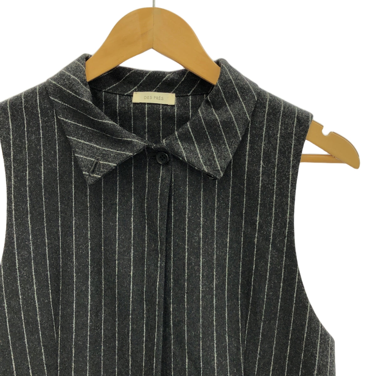 DES PRES | 羊毛府綢麥爾登高領長款馬甲 | F | 灰色 | 女款