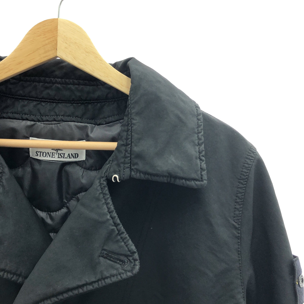 【美品】  STONE ISLAND / ストーンアイランド | 2024AW | DAVID-TC LOGO TRENCH COAT ショート トレンチコート | S | ブラック | メンズ