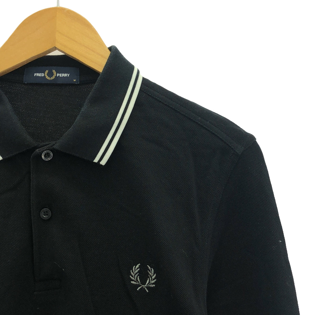 FRED PERRY / 프레드 페리 | The Fred Perry Shirt 코튼 롱 슬리브 폴로 셔츠 | M | 블랙 | 남성