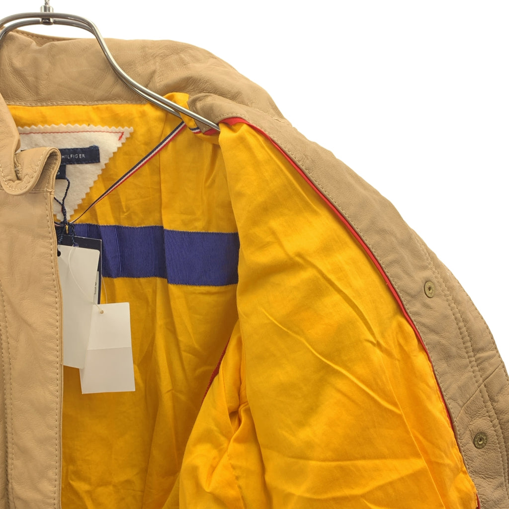 【美品】  TOMMY HILFIGER / トミーヒルフィガー | 豚革 レザー ジップ ジャケット / 総裏地 | S | ブラウン系 | レディース