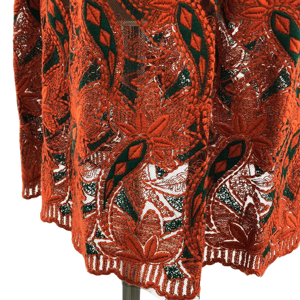 JUNYA WATANABE COMME des GARCONS / 渡邊淳也 | 2012春夏 |不對稱刺繡洋裝 | XS |橘色/綠色 |女性的