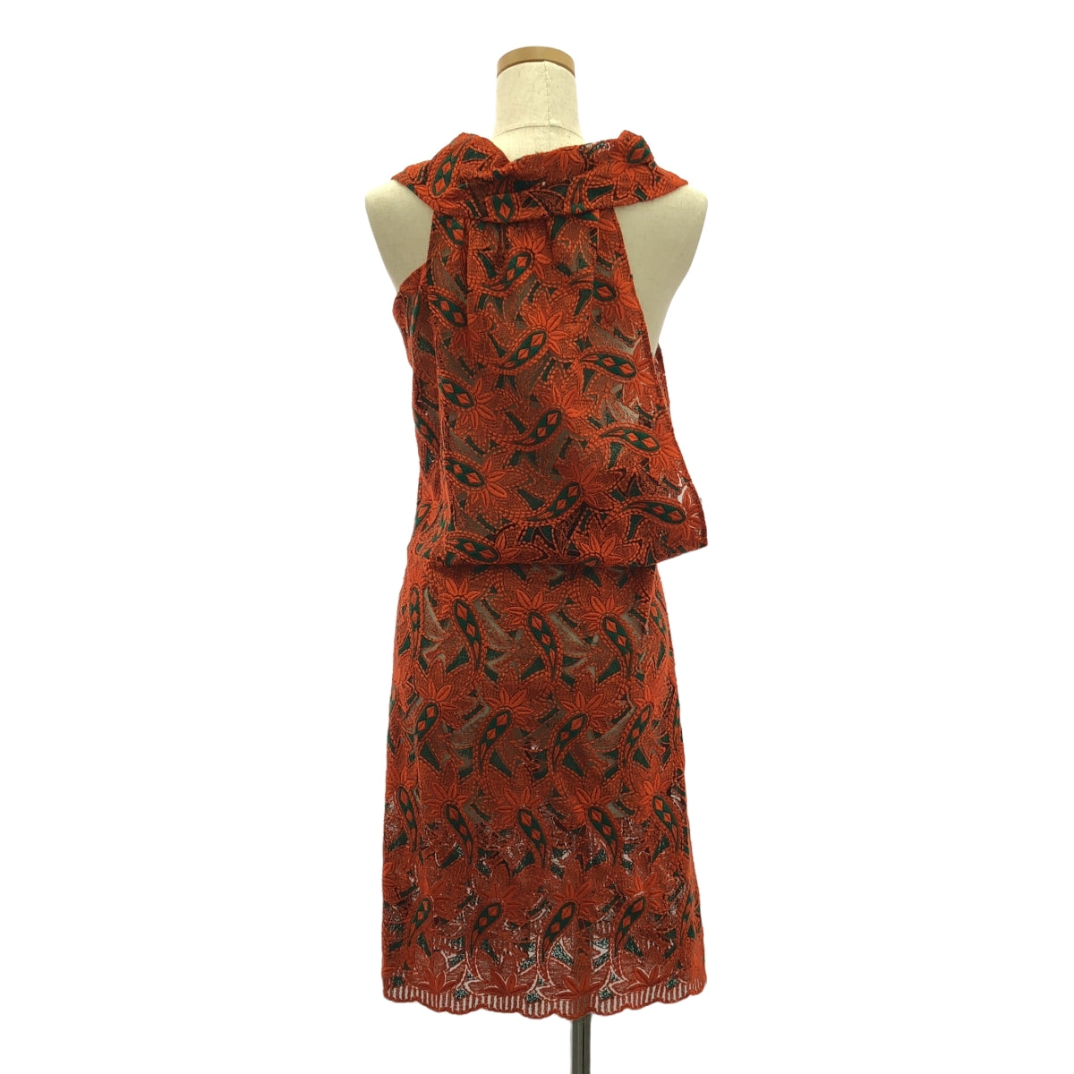 JUNYA WATANABE COMME des GARCONS / 渡邊淳也 | 2012春夏 |不對稱刺繡洋裝 | XS |橘色/綠色 |女性的