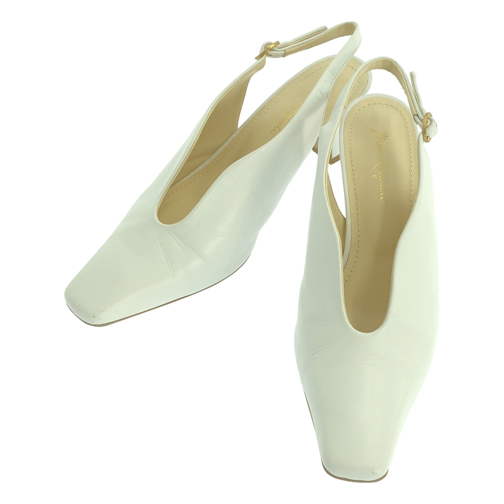 Mame Kurogouchi / 마메쿠로고우치 | 2023AW | Curved Line Sling Back Heels / 가죽 스트랩 플랫 슈즈 힐 펌프스 | 22 1/2 |