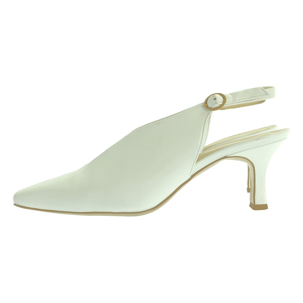 Mame Kurogouchi / 마메쿠로고우치 | 2023AW | Curved Line Sling Back Heels / 가죽 스트랩 플랫 슈즈 힐 펌프스 | 22 1/2 |