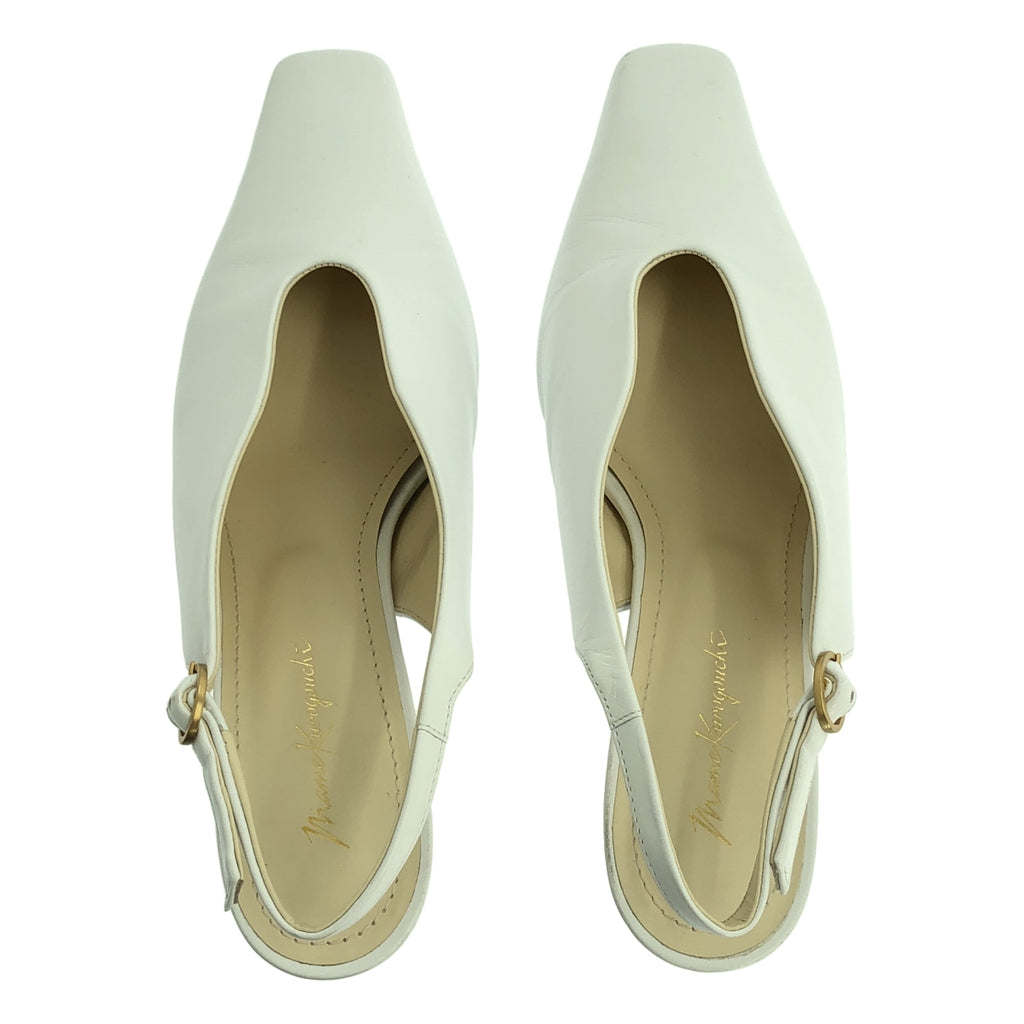 Mame Kurogouchi / 마메쿠로고우치 | 2023AW | Curved Line Sling Back Heels / 가죽 스트랩 플랫 슈즈 힐 펌프스 | 22 1/2 |