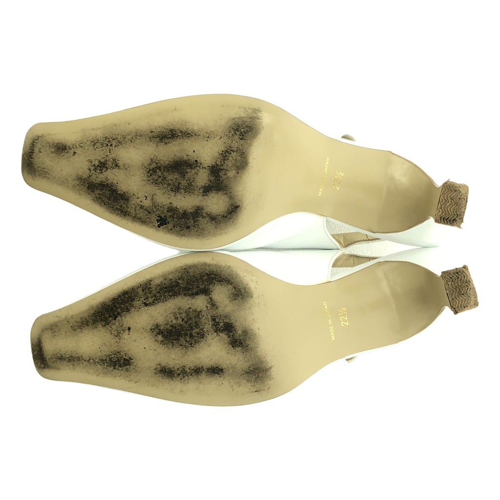 Mame Kurogouchi / 마메쿠로고우치 | 2023AW | Curved Line Sling Back Heels / 가죽 스트랩 플랫 슈즈 힐 펌프스 | 22 1/2 |