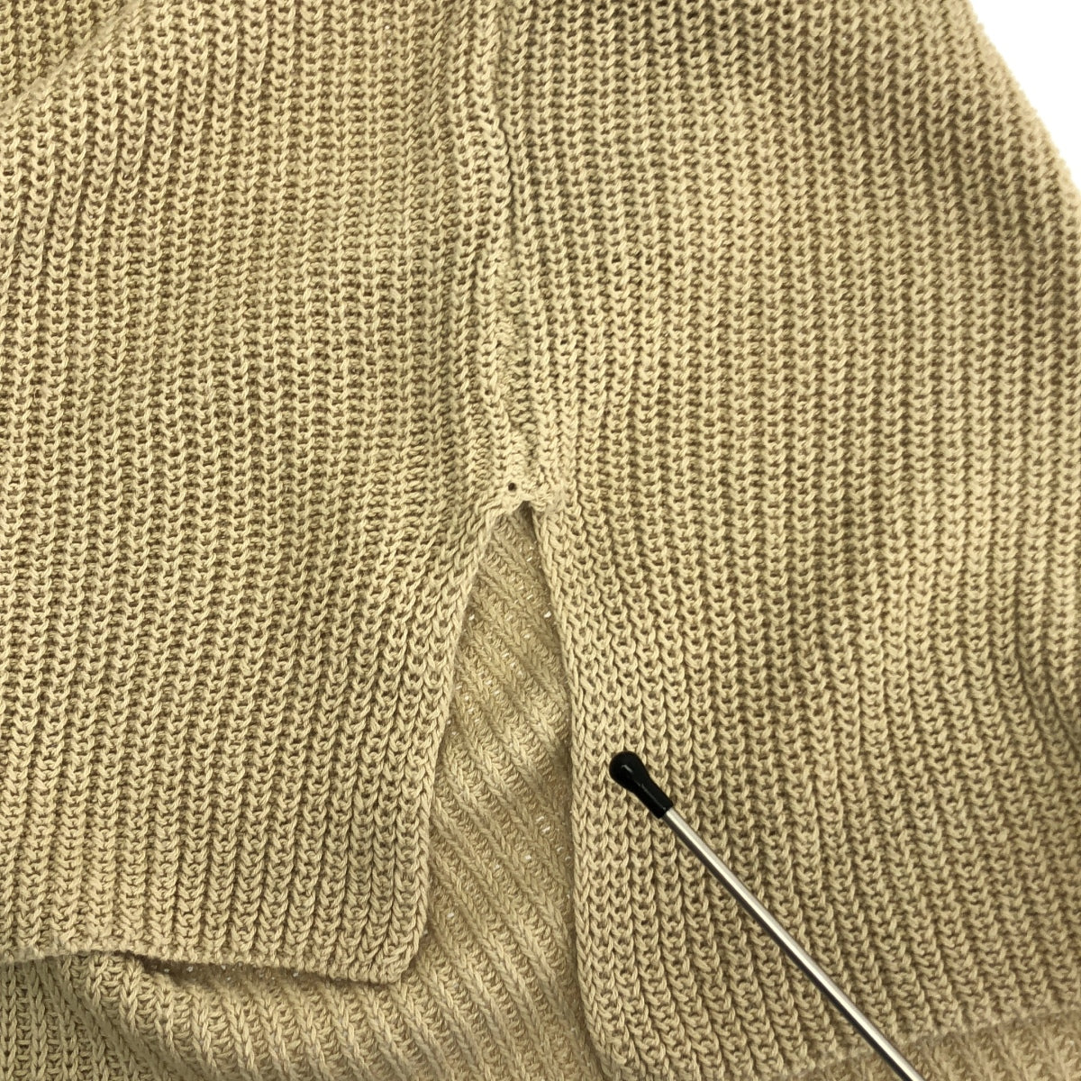 [狀況極佳] kagure | 亞麻棉針織背心開衩套頭衫 | F碼 | 米色 | 女款