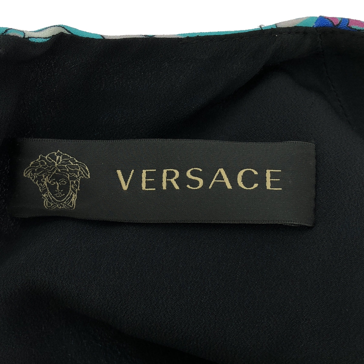 VERSACE / 베르사치 | 레이온 플라워 총 무늬 드레스 원피스 / 총 안감 | 38 | 여성