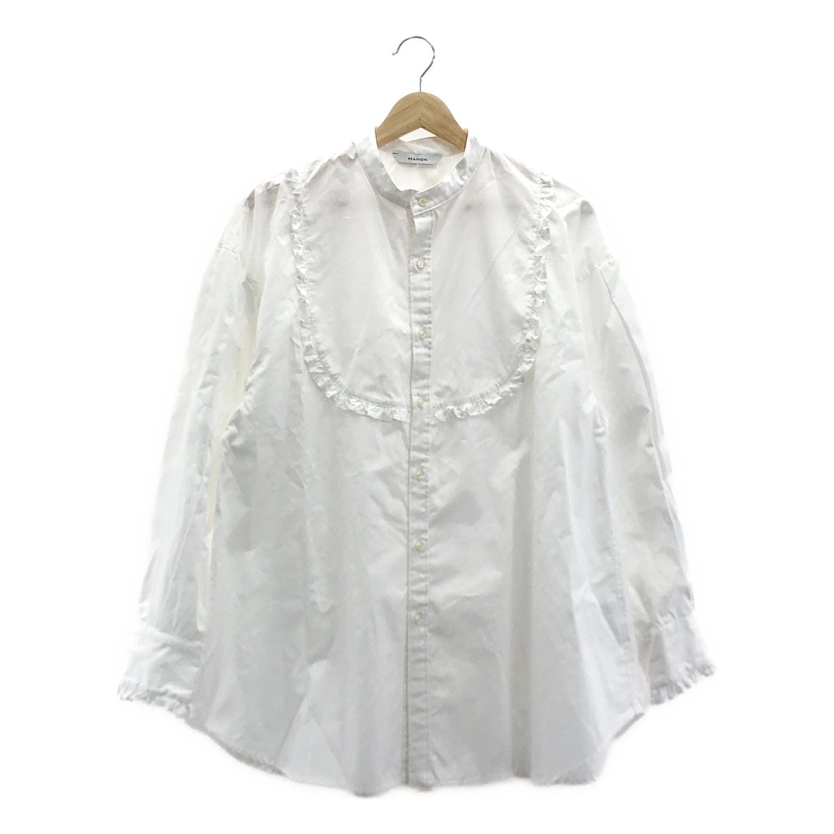 【美品】  manon / マノン | フリル装飾 バンドカラー シャツ ブラウス | 0 | White | レディース