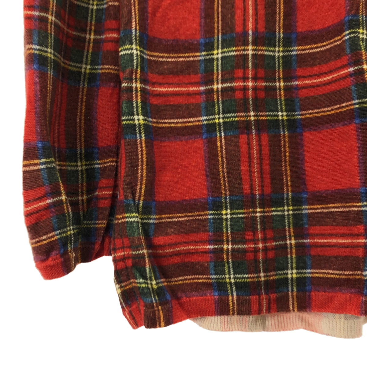 BLACK COMME des GARCONS / ブラックコムデギャルソン | 2016AW | タータンチェック クルーネック ロングニット セーター | S | ボルドー系 | レディース