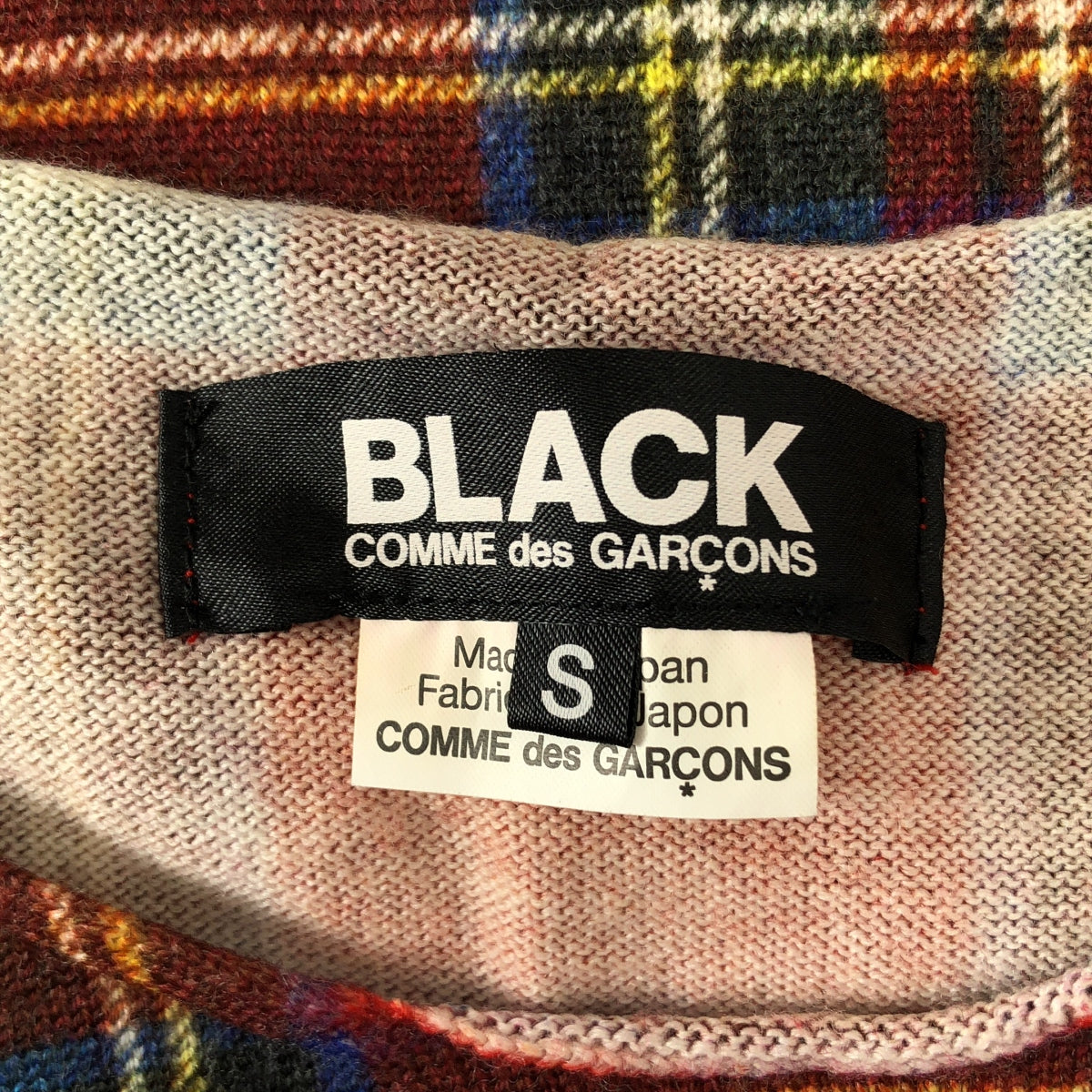 BLACK COMME des GARCONS / ブラックコムデギャルソン | 2016AW | タータンチェック クルーネック ロングニット セーター | S | ボルドー系 | レディース