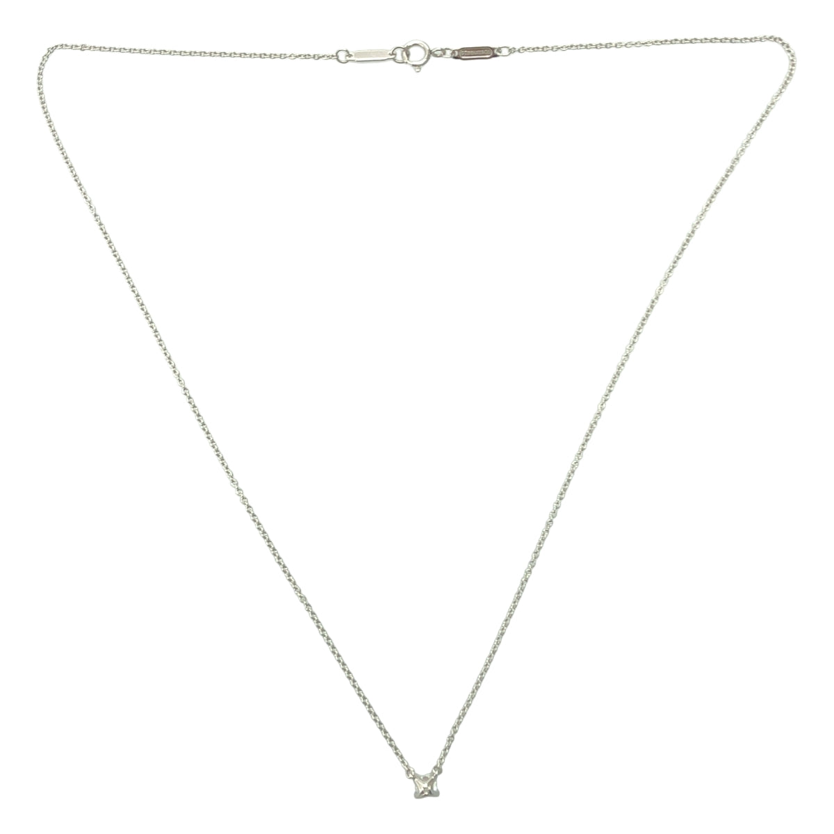 【美品】  Tiffany & Co / ティファニー | ソリティア モディファイドブリリアントカット ダイヤモンド プラチナ ネックレス PT950 | シルバー | レディース