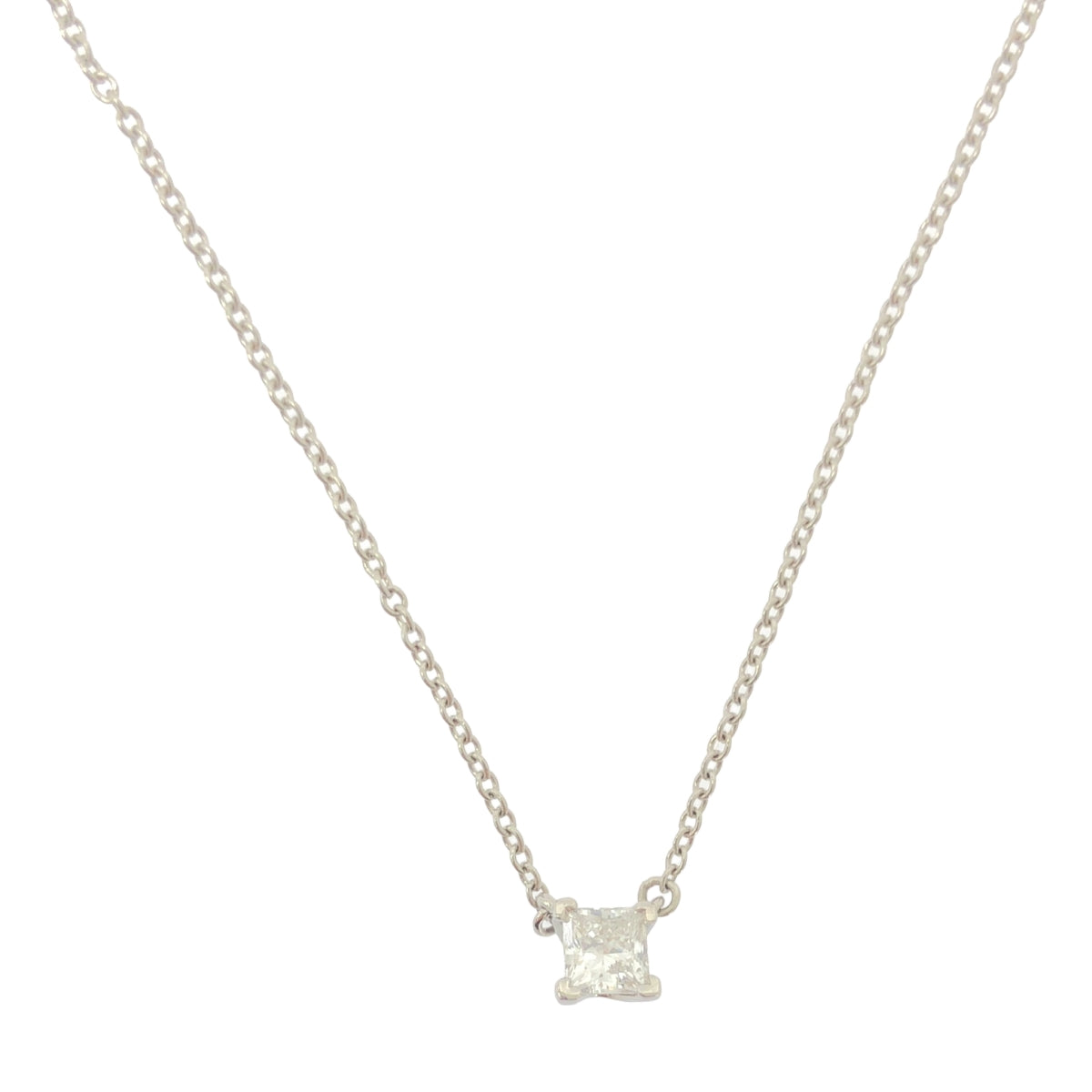 蒂芬妮 (Tiffany &amp; Co.) 單顆鑽石項鍊，鉑金鑲嵌改良明亮式切割鑽石 (PT950) | 銀 | 女士