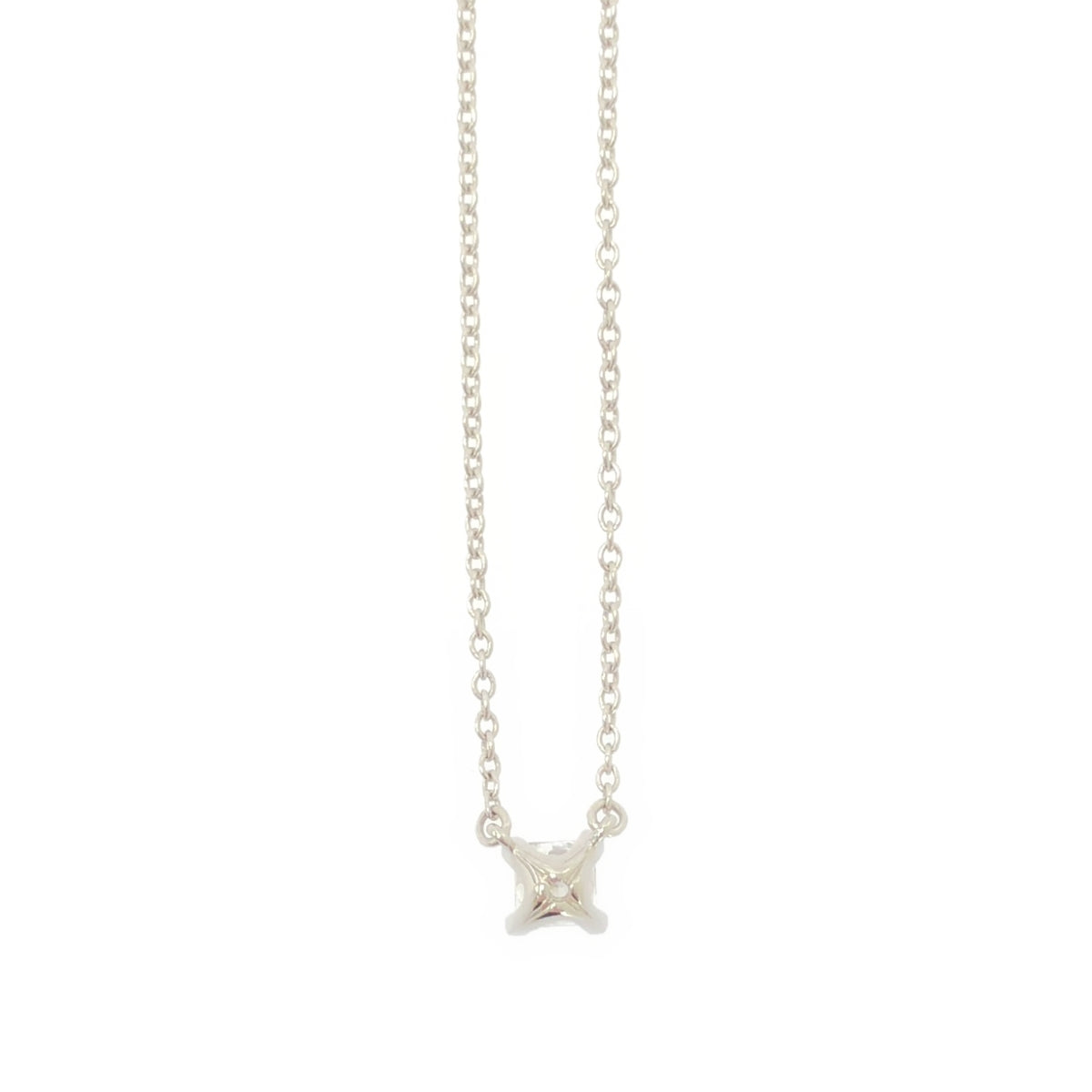 【美品】  Tiffany & Co / ティファニー | ソリティア モディファイドブリリアントカット ダイヤモンド プラチナ ネックレス PT950 | シルバー | レディース