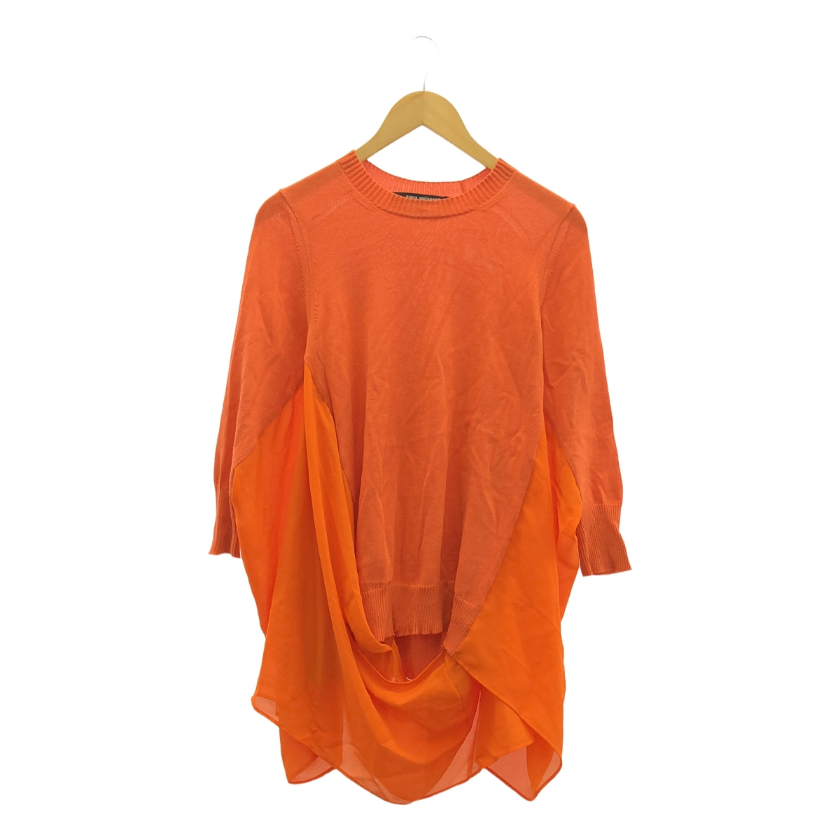 JUNYA WATANABE COMME des GARCONS / 준야와타나베 | 2012SS | 다른 소재 전환 변형 비대칭 도킹 오버 니트 | XS | 오렌지 | 여성