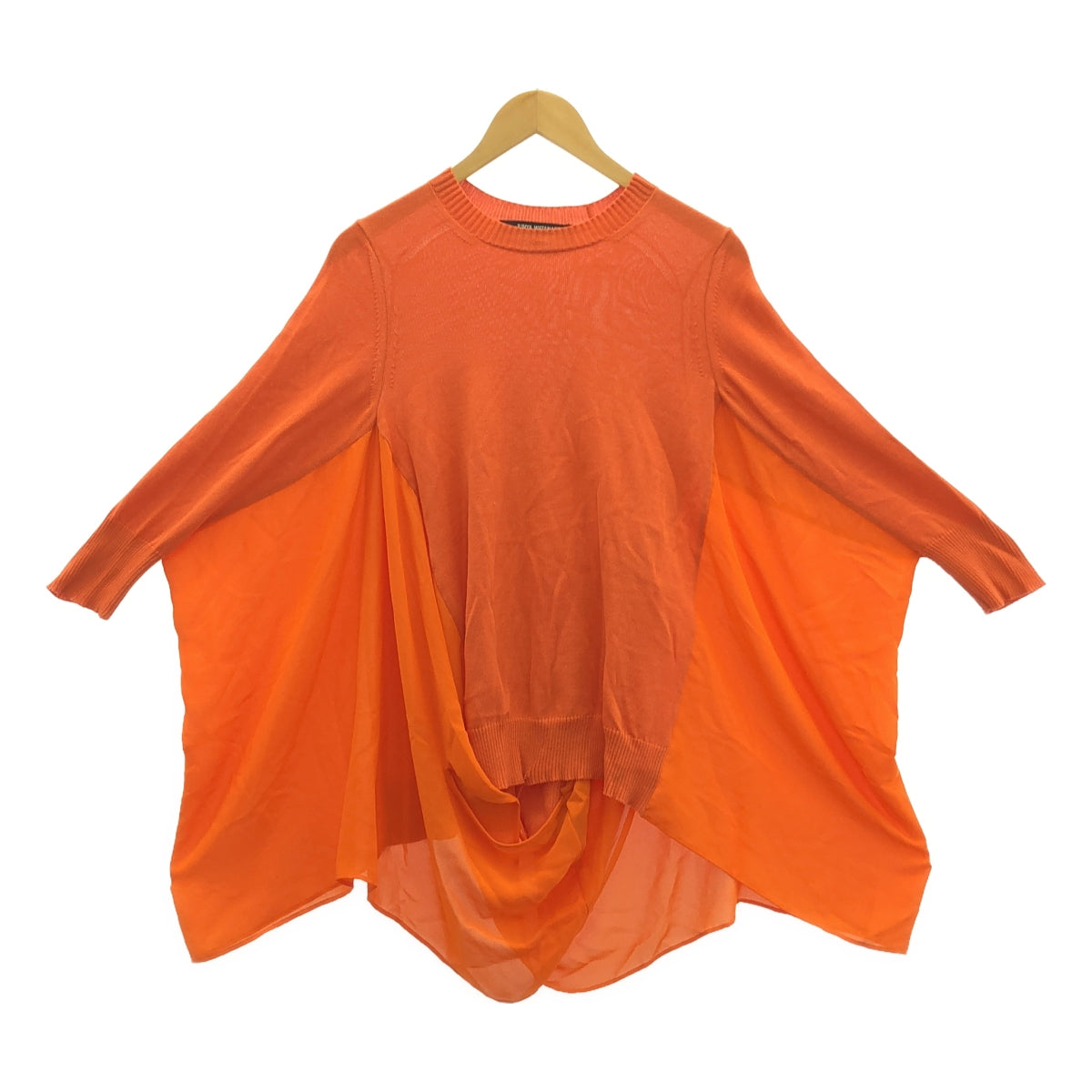 JUNYA WATANABE COMME des GARCONS / 준야와타나베 | 2012SS | 다른 소재 전환 변형 비대칭 도킹 오버 니트 | XS | 오렌지 | 여성