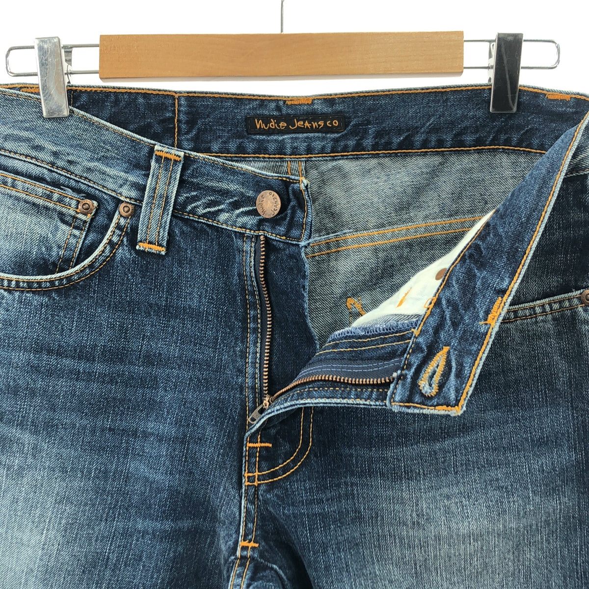 Nudie Jeans / ヌーディージーンズ | レザーパッチ デニムパンツ | 30 | インディゴ | メンズ