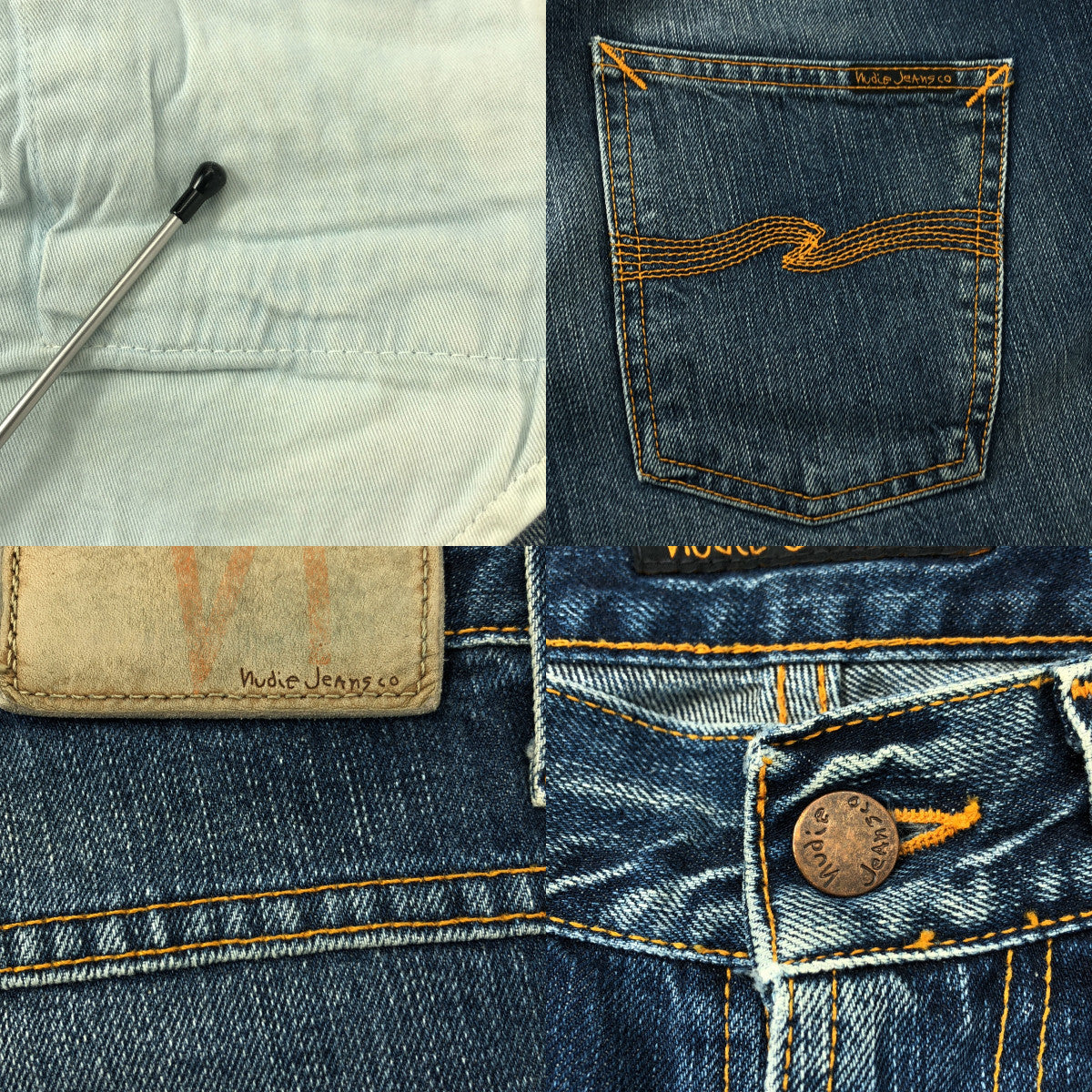 Nudie Jeans / ヌーディージーンズ | レザーパッチ デニムパンツ | 30 | インディゴ | メンズ