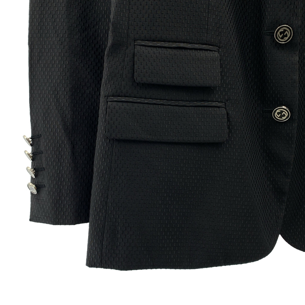 GUCCI / 구찌 | 인터로킹 GG 로고 엠브로이드 2B 테일러드 재킷 / 총 안감 | 44 | 블랙 | 여성