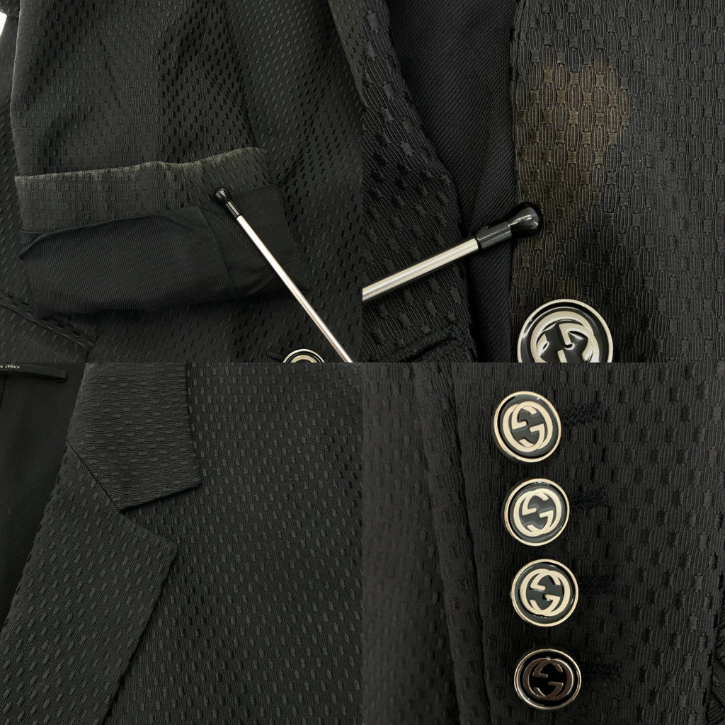 GUCCI / 구찌 | 인터로킹 GG 로고 엠브로이드 2B 테일러드 재킷 / 총 안감 | 44 | 블랙 | 여성