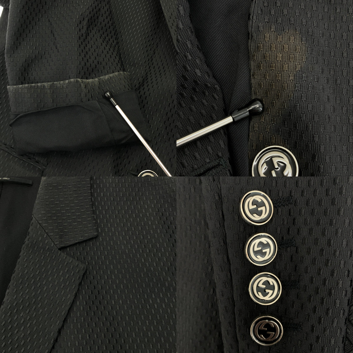 GUCCI / 구찌 | 인터로킹 GG 로고 엠브로이드 2B 테일러드 재킷 / 총 안감 | 44 | 블랙 | 여성