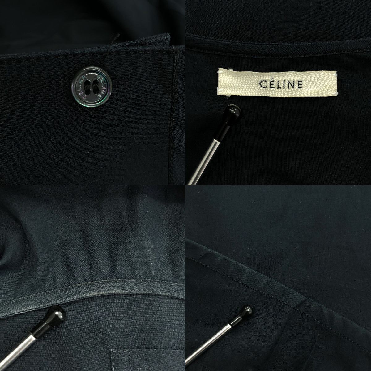 CELINE / 셀린느 | 피비 어깨 숄더 지퍼 슬릿 블라우스 | 36 | 블랙 | 여성