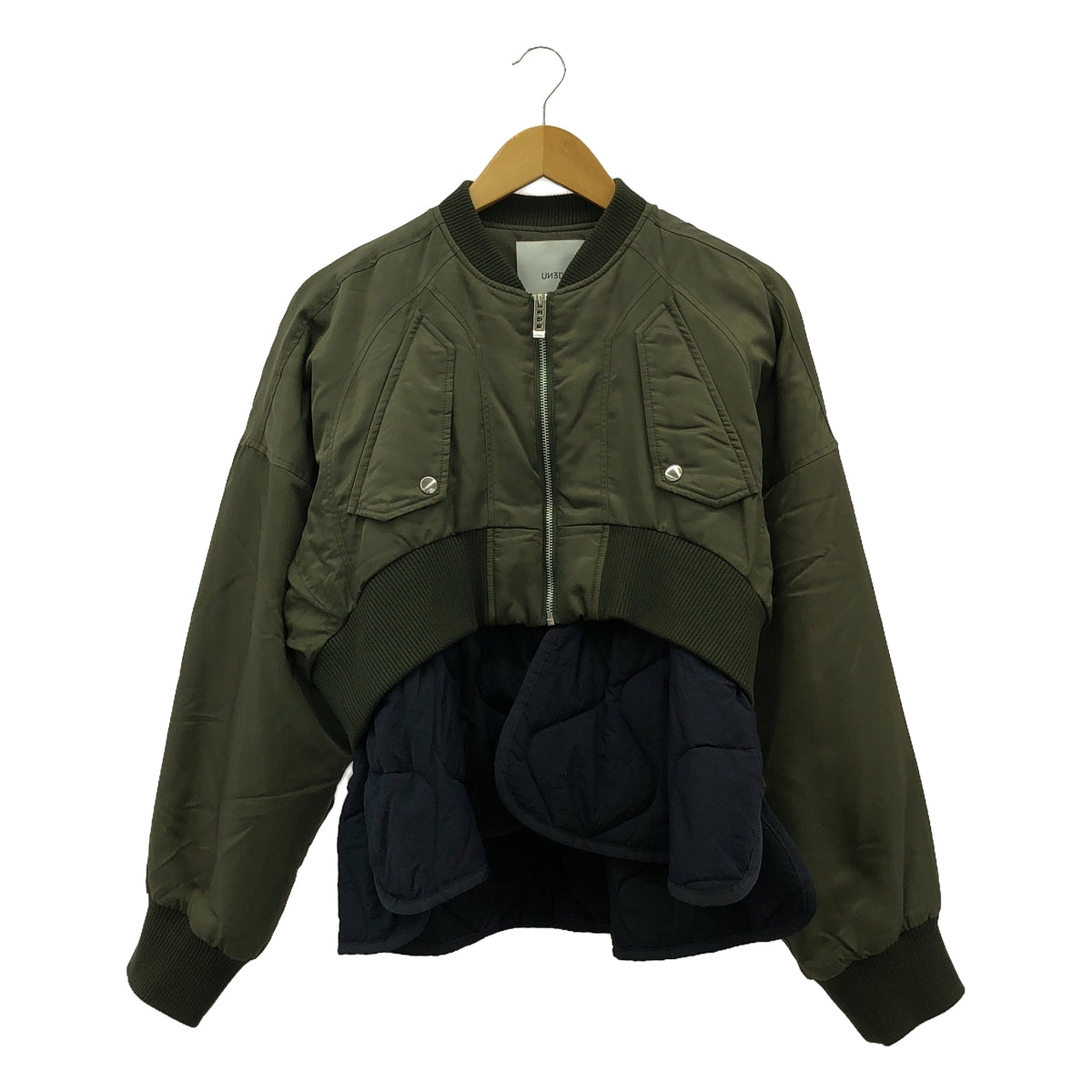 UN3D / Unsreed | PEPLUM DOCKING MA-1 Jacket | 38 | Khaki/Navy | Women's