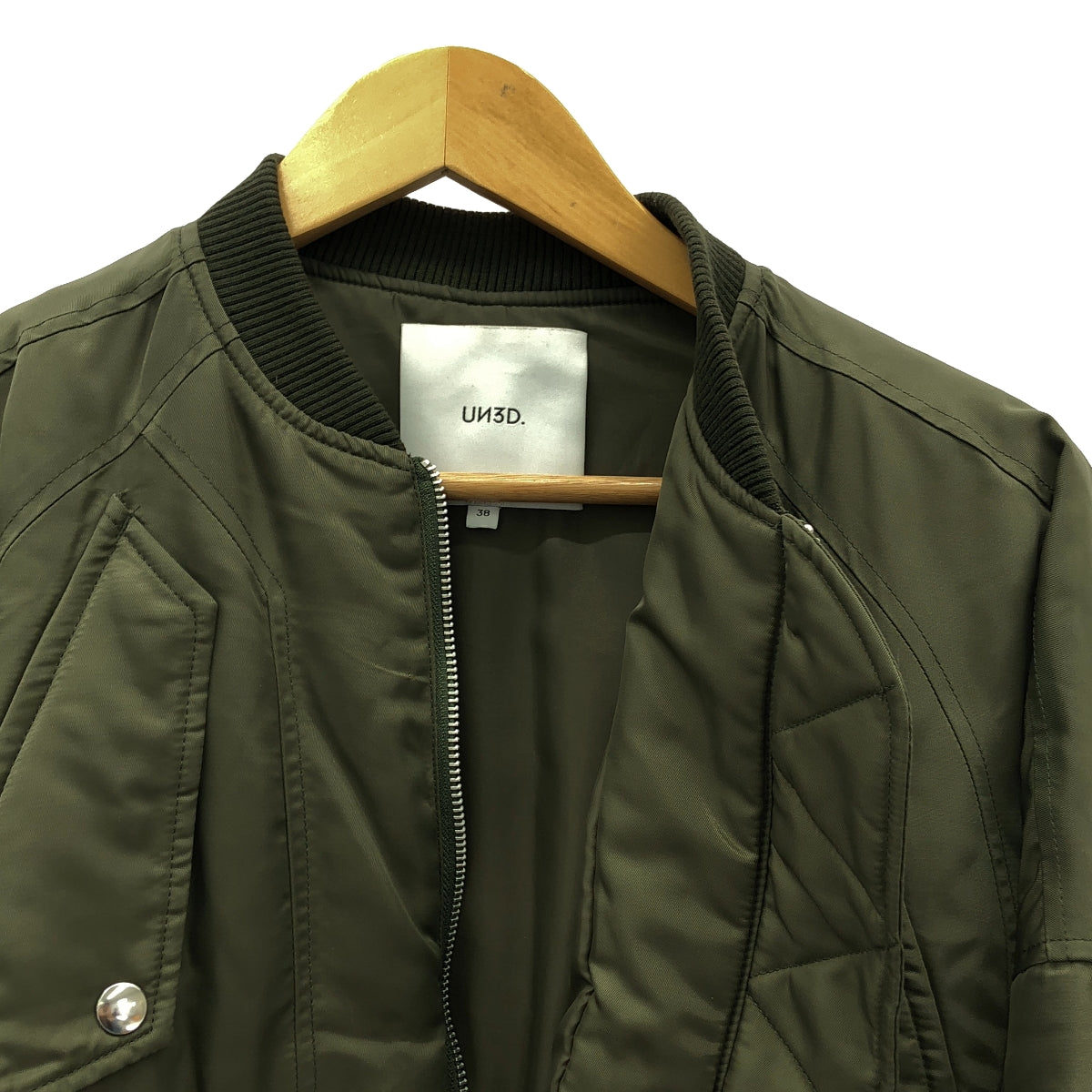 UN3D / Unsreed | PEPLUM DOCKING MA-1 Jacket | 38 | Khaki/Navy | Women's