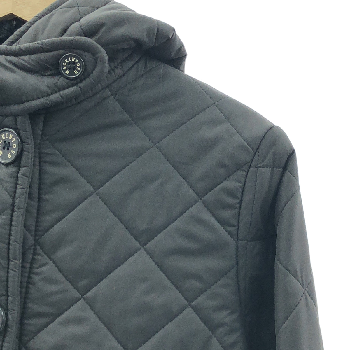 MACKINTOSH / 매킨토시 | SCOTLAND 푸드 퍼 퀼팅 코트 | 36 | 블랙 | 여성