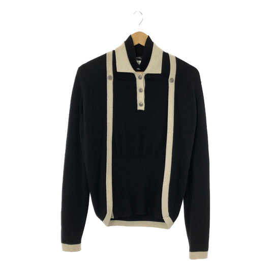 CHANEL | Cashmere ensemble knit polo shirt/cardigan with metal button detailing | Size 40 | Black | Women's