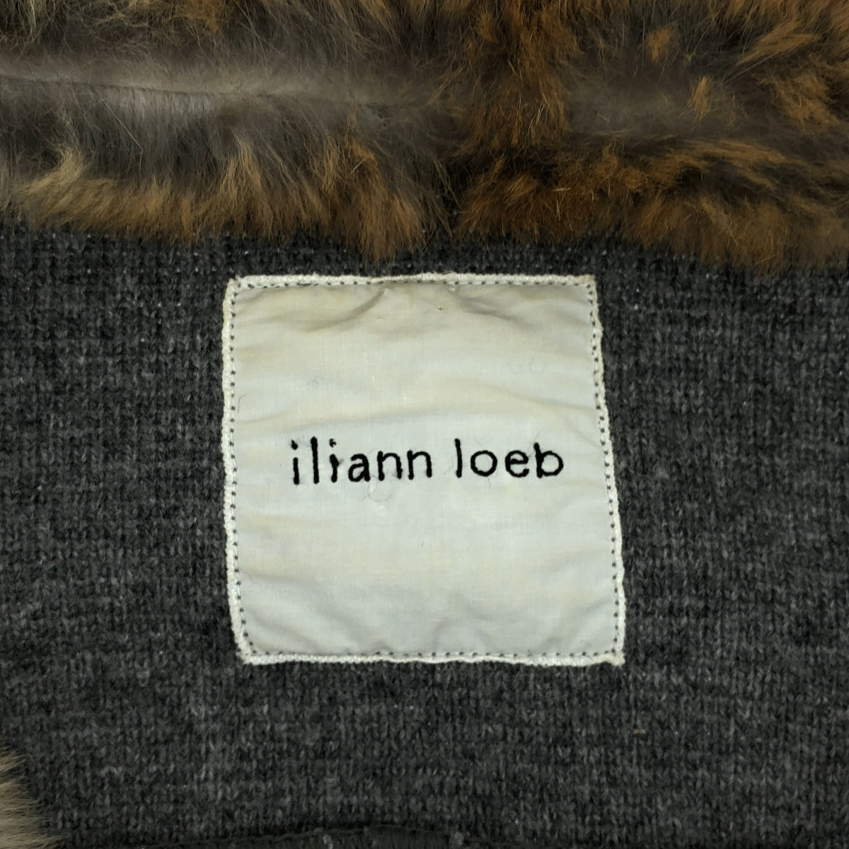 Iliann Loeb / イリアンローブ | ラビットファー付き ニット ダブル チェスターコート | グレー | レディース