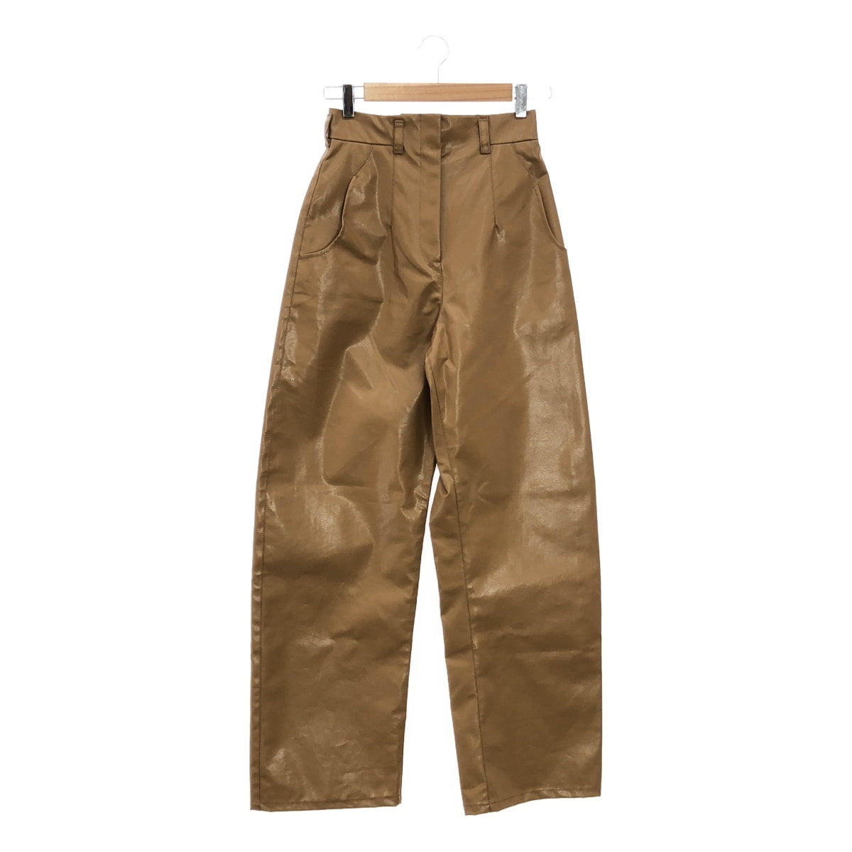 [New] Mame Kurogouchi | 2024SS | Coated Cotton Gabardine Wide Trousers | 1 | Beige | Women's