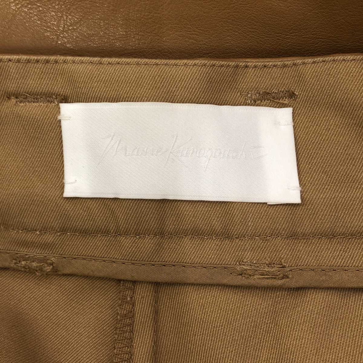 【신품】 Mame Kurogouchi / 마메쿠로고우치 | 2024SS | Coated Cotton Gabardine Wide Trousers 개버딘 바지 | 1 | 베이지 | 여성