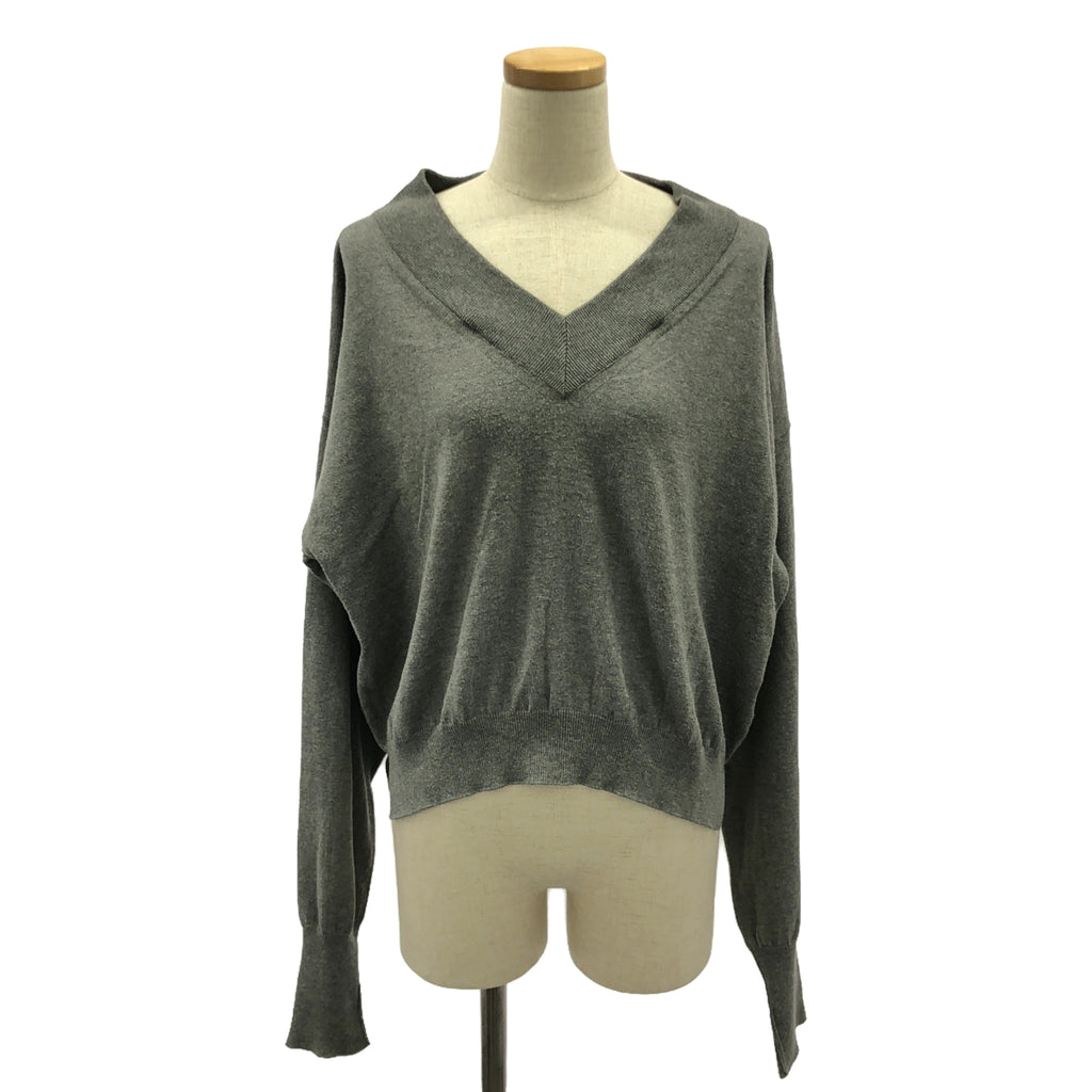 Maison Margiela |皮革手肘貼片開衩羊毛針織套頭衫 | S |灰色 |女性的