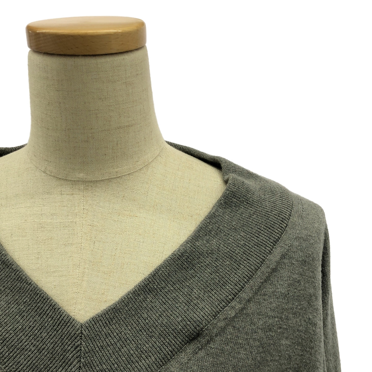 Maison Margiela | Leather elbow patch slit wool knit pullover | S | Grey | Women's