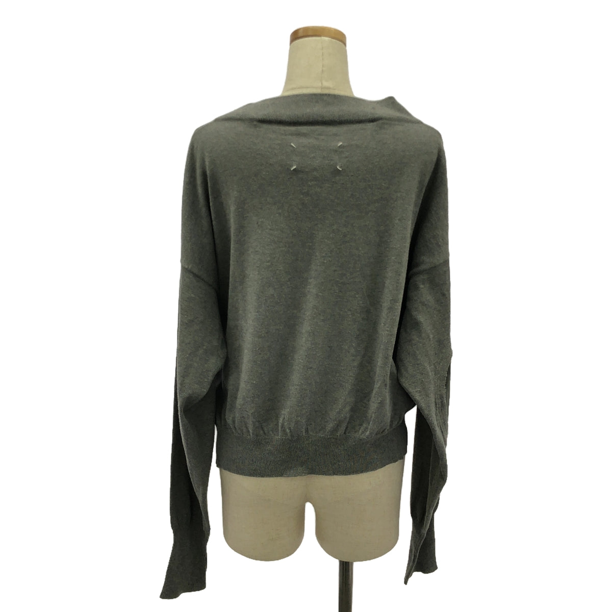 Maison Margiela |皮革手肘貼片開衩羊毛針織套頭衫 | S |灰色 |女性的