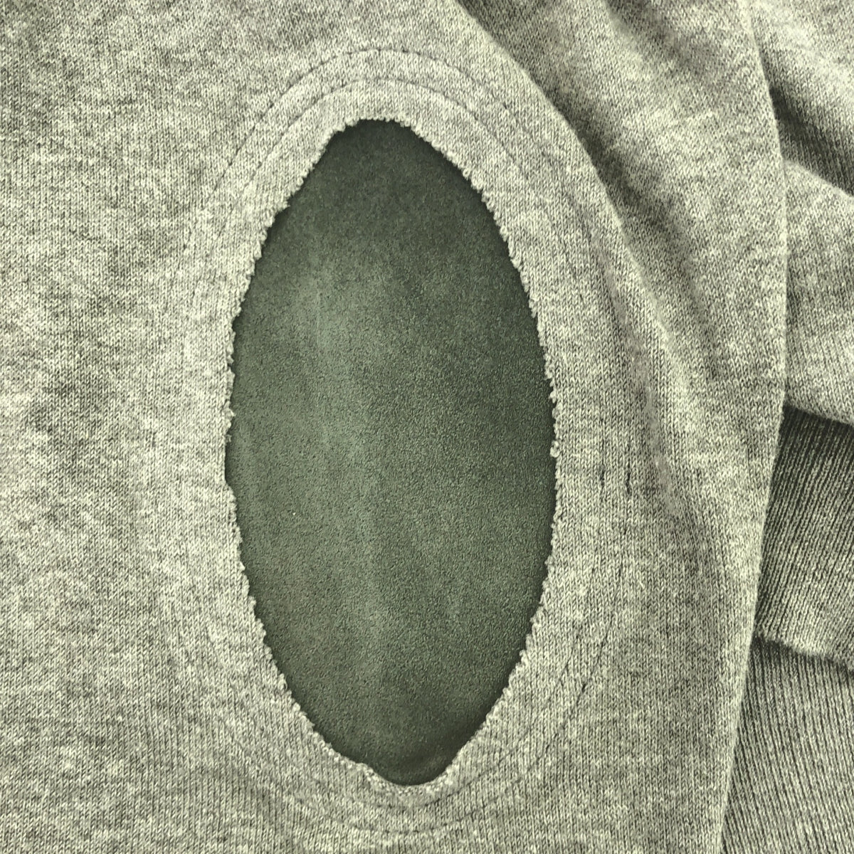 Maison Margiela / 메종 마르젤라 | 가죽 팔꿈치 패치 슬릿 울 니트 풀오버 | S | 회색 | 여성