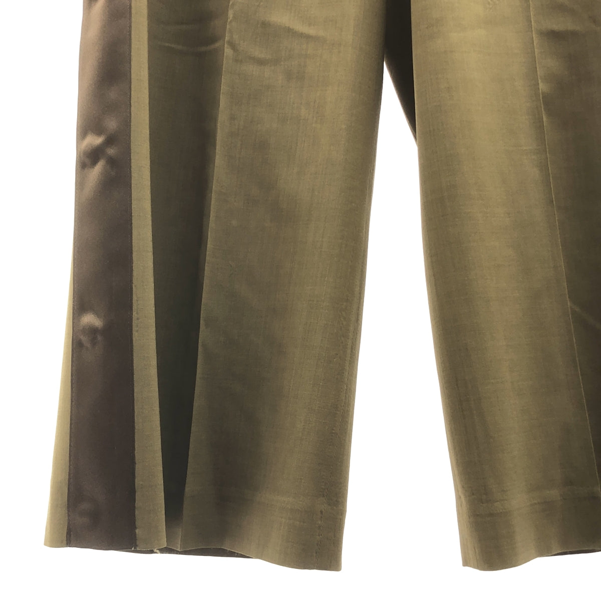 【美品】  sacai / サカイ | 2021AW | サイドライン 裾ボタン スリット タック ワイド スラックス パンツ / 総裏地 | 2 | ブラウン | レディース