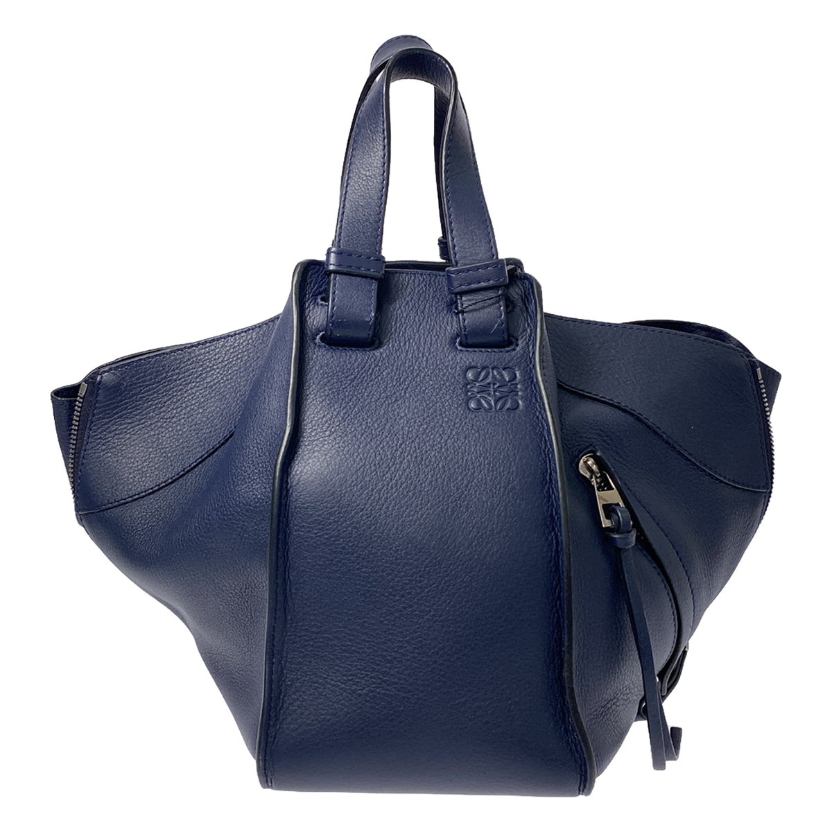 【美品】  LOEWE / ロエベ | 2way ショルダー付き ハンモック スモール レザー ハンドバッグ | ネイビー | レディース