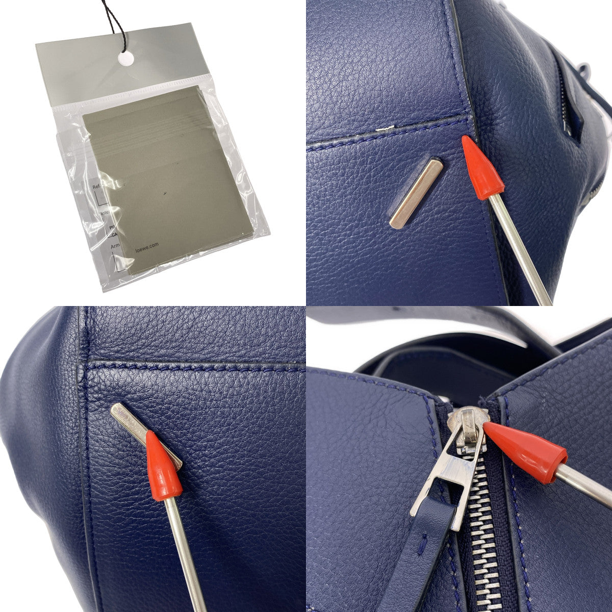 【美品】  LOEWE / ロエベ | 2way ショルダー付き ハンモック スモール レザー ハンドバッグ | ネイビー | レディース