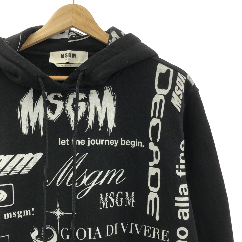 MSGM / 엠 에스지 엠 | 총 무늬 로고 스웨트 후디 | XS | 블랙 / 화이트 | 여성