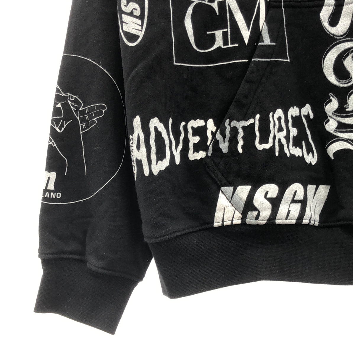 MSGM / 엠 에스지 엠 | 총 무늬 로고 스웨트 후디 | XS | 블랙 / 화이트 | 여성