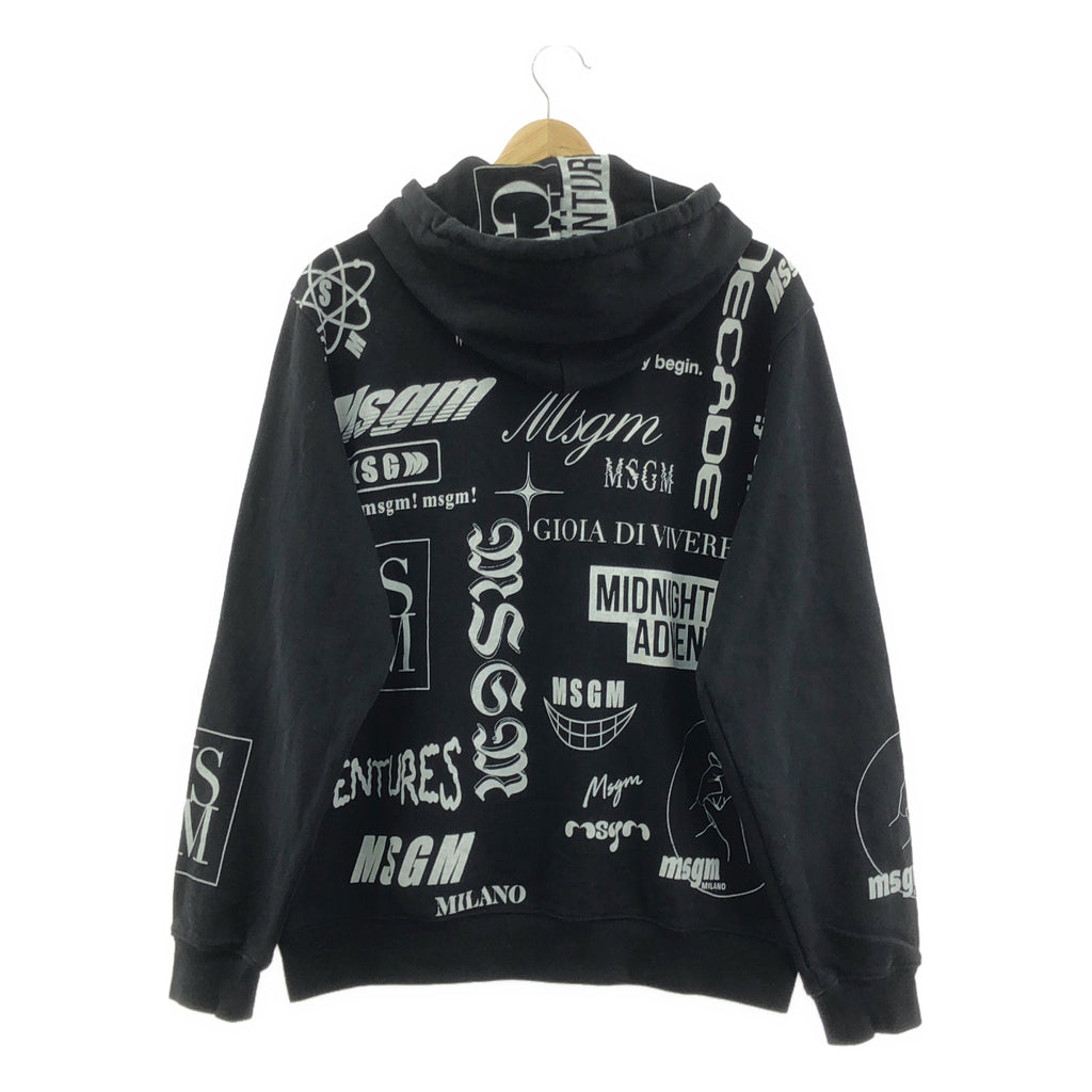 MSGM / 엠 에스지 엠 | 총 무늬 로고 스웨트 후디 | XS | 블랙 / 화이트 | 여성