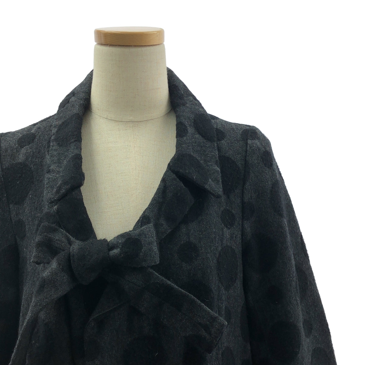 BLACK COMME des GARCONS / ブラックコムデギャルソン | 2013AW | ポルカドット ロング コート ジャケット | XXS | レディース