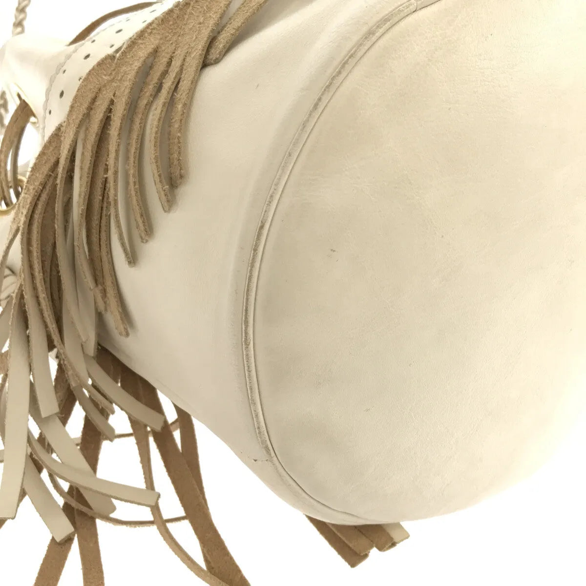 J&M DAVIDSON / ジェイアンドエムデヴィッドソン | FRINGE CARNIVAL フリンジカーニバル L レザー 巾着バッグ | ホワイト | レディース