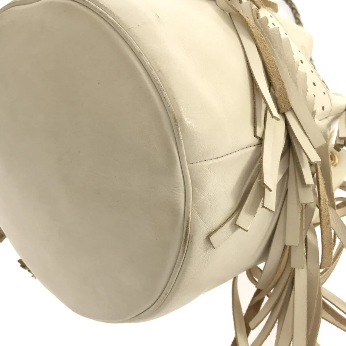 J&M DAVIDSON / ジェイアンドエムデヴィッドソン | FRINGE CARNIVAL フリンジカーニバル L レザー 巾着バッグ | ホワイト | レディース